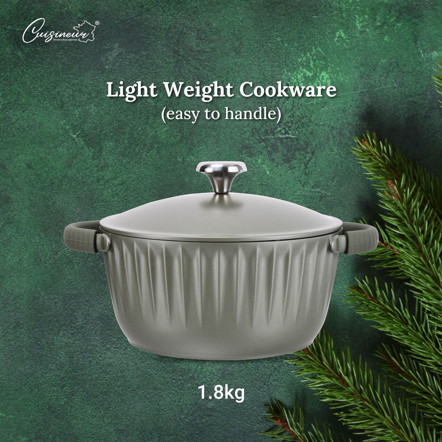 Cuisineur Pine Green IH 28cm High Die-Cast Casserole / Periuk Saiz 28cm