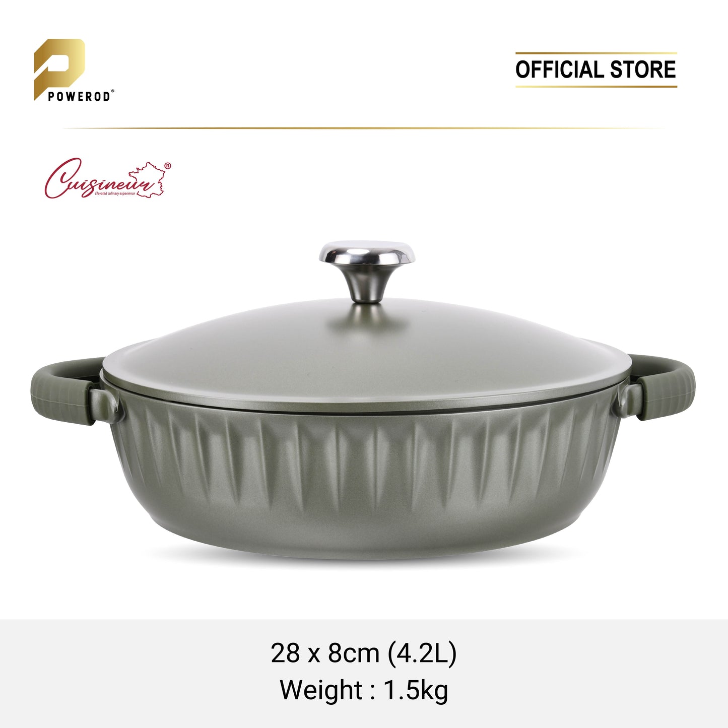 Cuisineur Pine Green IH 2pcs Die-Cast Casserole Set ( 28cm Low Casserole + 20cm Casserole)
