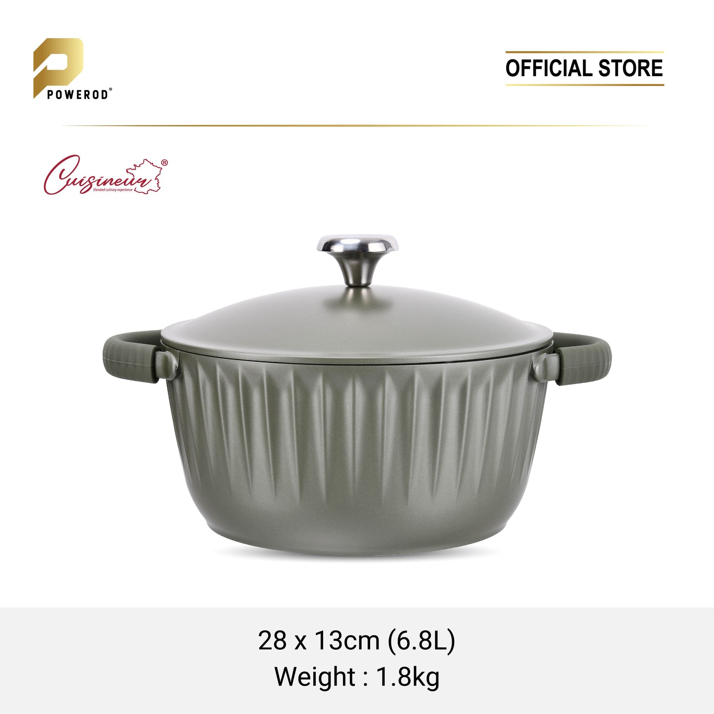 Cuisineur Pine Green IH 28cm High Die-Cast Casserole / Periuk Saiz 28cm
